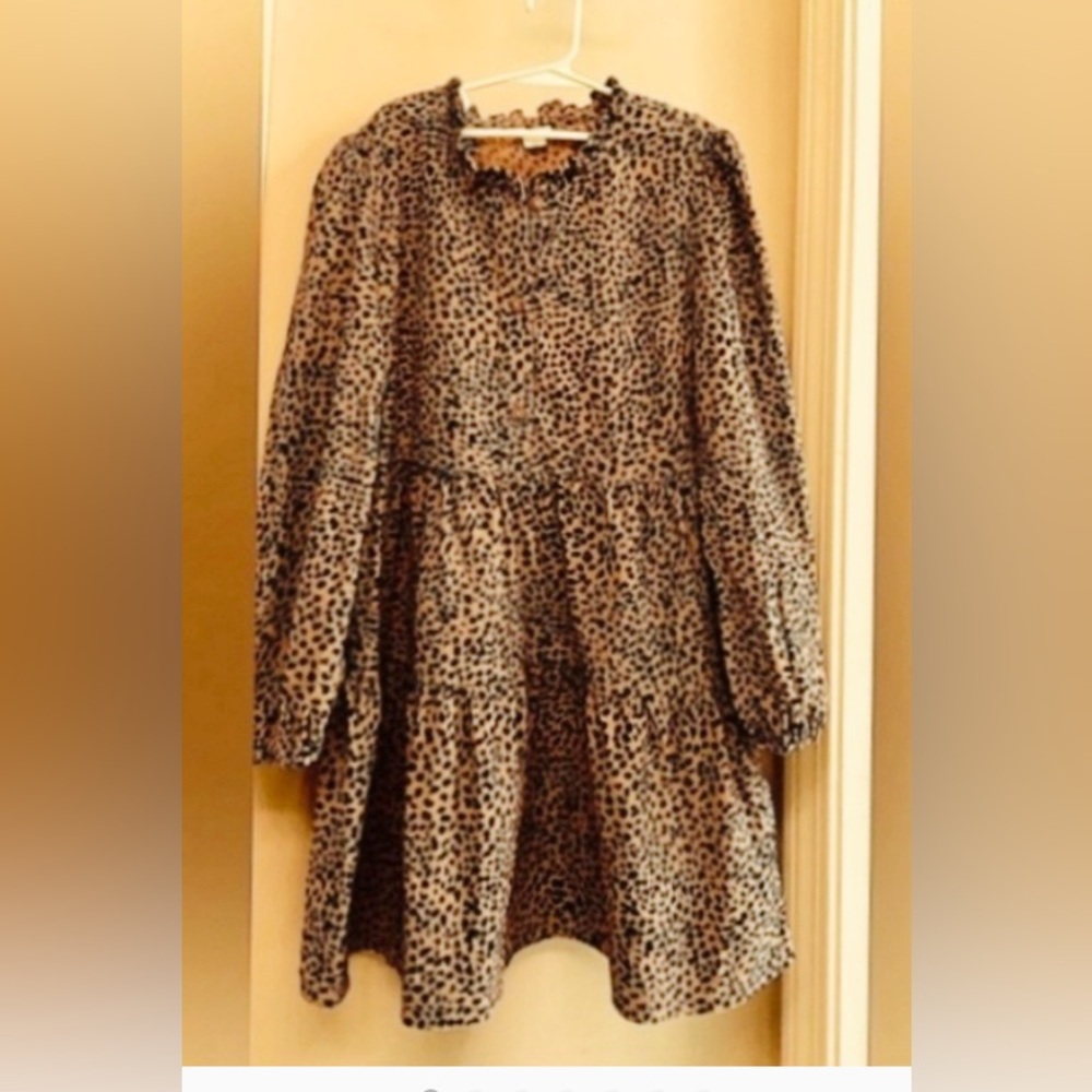 Girls Crewcuts Corduroy Ribbed Ruffle Dress, Puffed Baggy Sleeves. Size 12